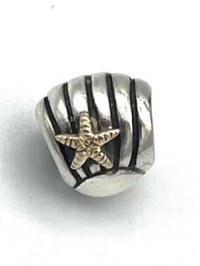 Pandora Retired Shell Starfish 14K and Sterling Silver Charm Bead